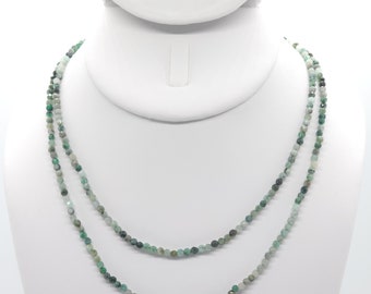 Doppelstrang-Choker/Halskette mit Smaragdperlen | 15" echter natürlicher Edelstein