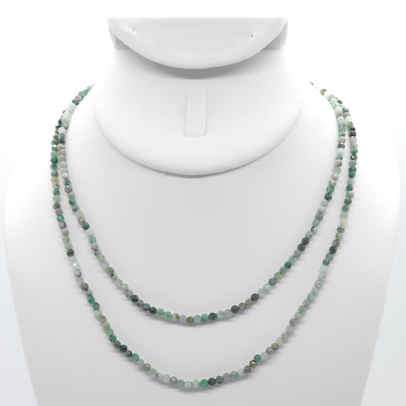 Emerald Beaded Double Strand Choker/Necklace | 15" Genuine Natural Gemstone