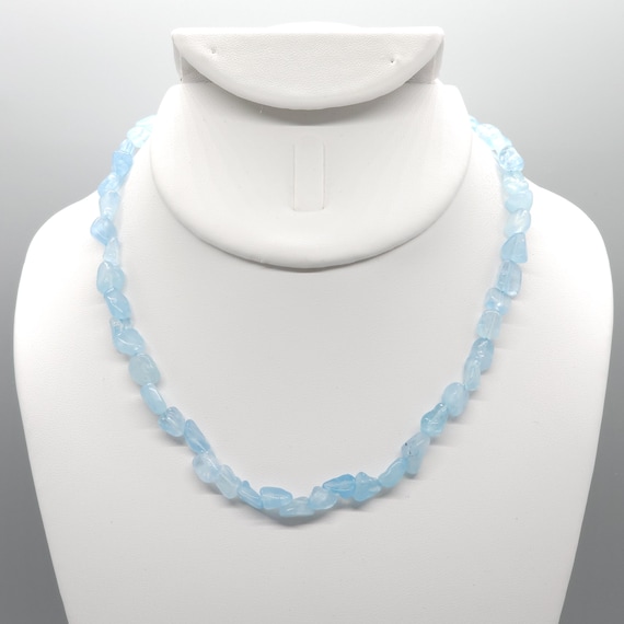 Aquamarine Beaded Choker/Necklace | Handmade | 15" Genuine Natural Gemstone