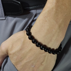Black Onyx Stretch Bracelet | 8mm Genuine Natural Gemstone | Handmade to Order