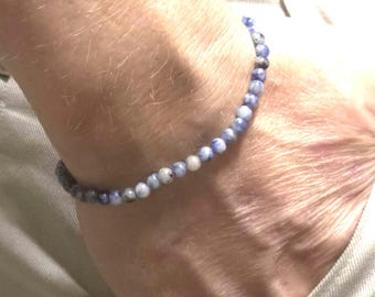 Dumortieriet echte edelsteen handgemaakte minimalistische kralenarmband | 4 mm | Rond: