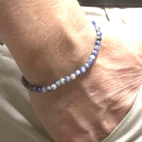 Dumortierite Genuine Gemstone Handmade Beaded Minimalist Bracelet | 4mm | Round