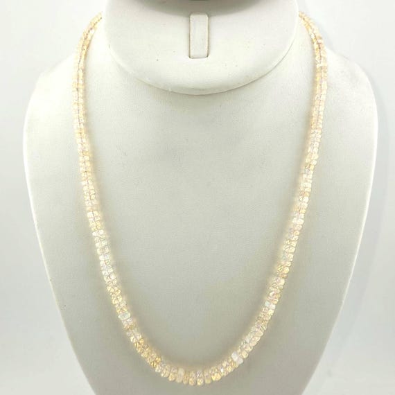 Pink Ethiopian Opal Beaded Minimalist Necklace | 19" Genuine Nautral Gemstone Crystal | Handmade