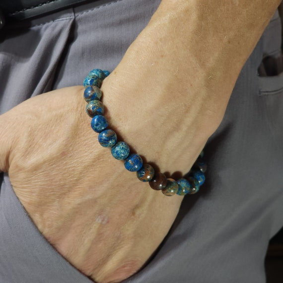 Blue Crazy Lace Agate Stretch Bracelet | 8mm Genuine Natural Gemstone | Handmade to Order