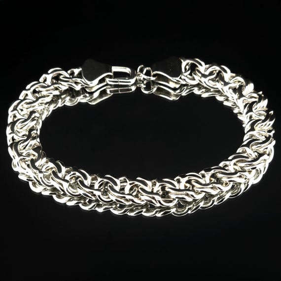 Arabic Bismarck Chain Bracelet | 8.75" Length | 10mm Width | Made in Sterling Silver