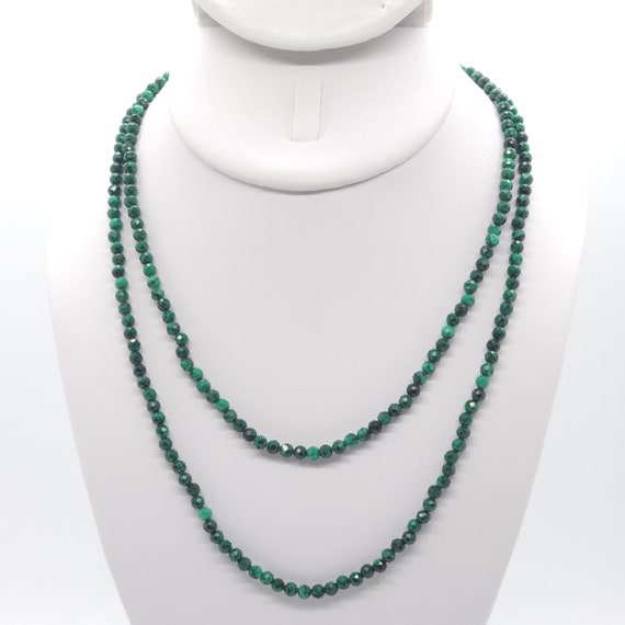 Malachite Beaded Double Strand Choker/Necklace | 16" Genuine Natural Gemstone | Handmade | Hypoallergenic Version Available