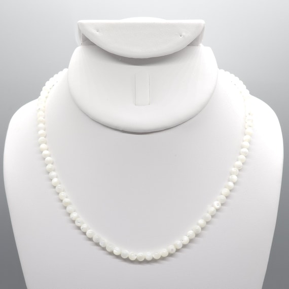 Mother of Pearl Beaded Choker/Necklace | 16" Genuine Natural Gemstone