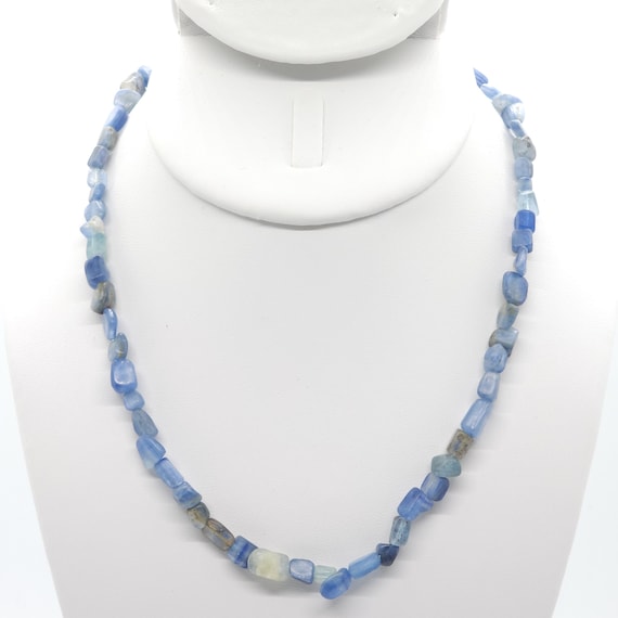 Genuine Blue Kyanite Beaded Necklace | 17" Natural Gemstone
