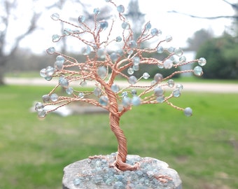 Ice Apatite Mini Copper Tree | Handmade Decor for Home, Office, Bedroom, or Workshop | Baby Shower or New Relationship Gift