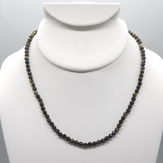 Golden Obsidian Beaded Choker/Necklace | 15" Genuine Natural Gemstone