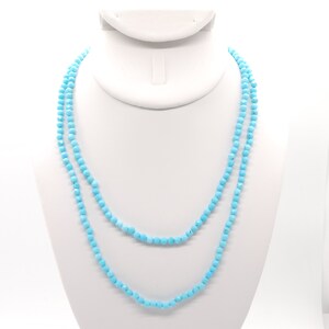 Gargantilla/collar de doble vuelta con cuentas de turquesa / Piedra preciosa natural auténtica de 40,6 cm