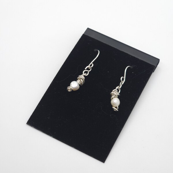 Pearl Mini Nest Earrings | Handmade in Solid Sterling Silver and Genuine Natural Gemstone