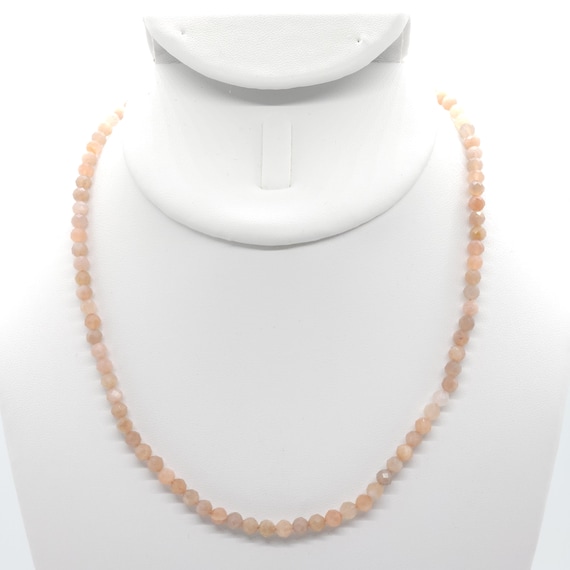 Orange Peach Sunstone Beaded Choker/Necklace | 16" Genuine Natural Gemstone