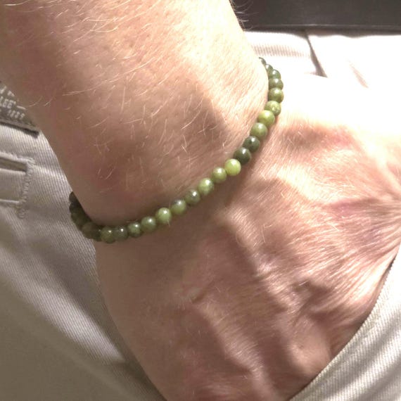 South China Jade Genuine Gemstone Handmade Beaded Minimalist Bracelet | 4mm | Round