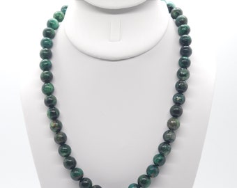 Genuine Emerald Beaded Necklace | 18" Natural Zambian Gemstone