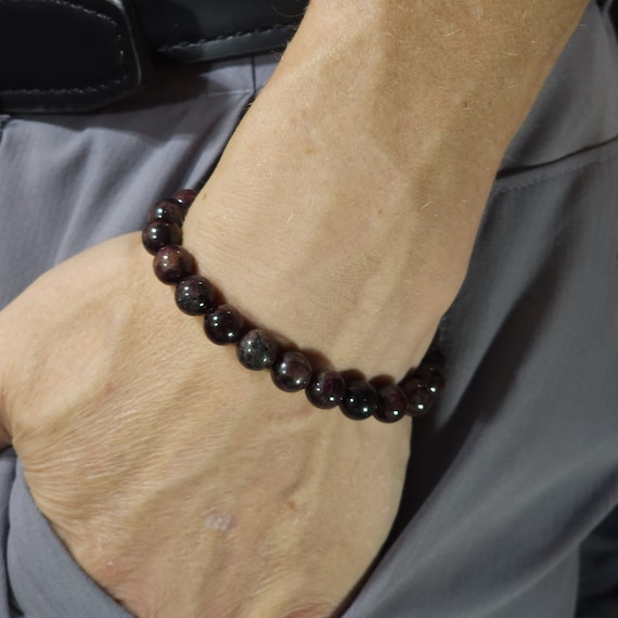 Garnet Stretch Bracelet | 8mm Genuine Natural Gemstone | Handmade to Order