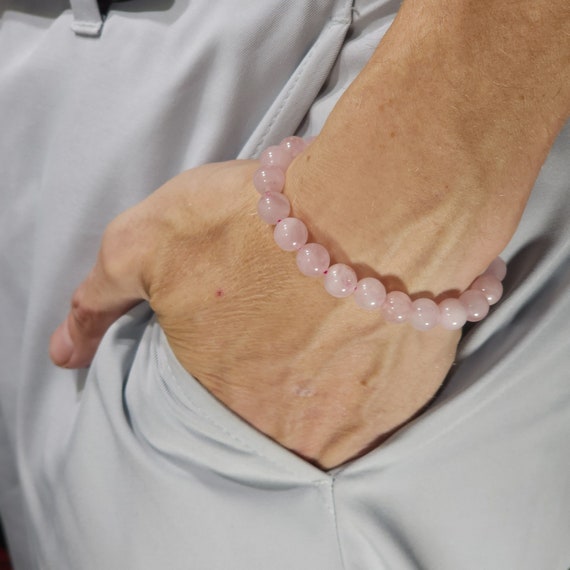 Rose Quartz Stretch Bracelet | 8mm Genuine Natural Gemstone | Handmade to Order