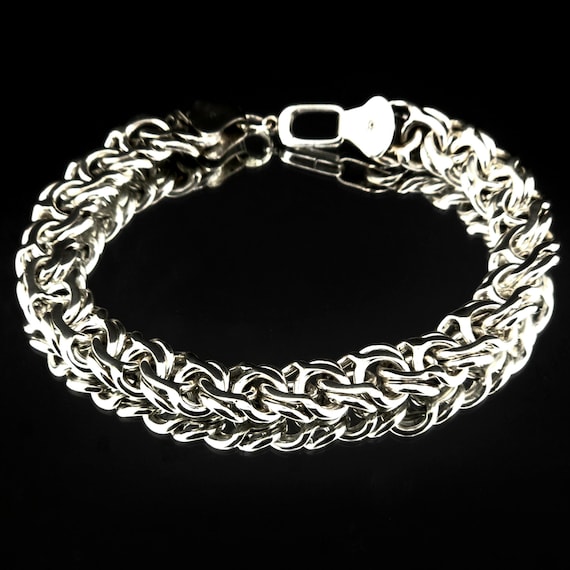 Arabic Bismarck Chain Bracelet | 8" Length | 10mm Width | Made in Sterling Silver