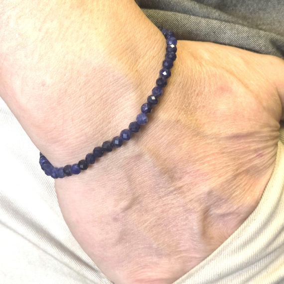 Sodalite Genuine Gemstone Handmade Beaded Minimalist Bracelet | 4mm | 5A | Faceted