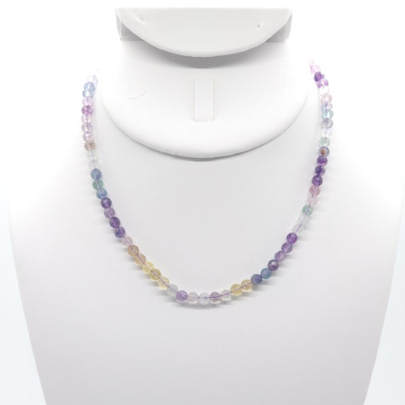 Rainbow Fluorite Beaded Choker/Necklace | 14" Genuine Natural Gemstone
