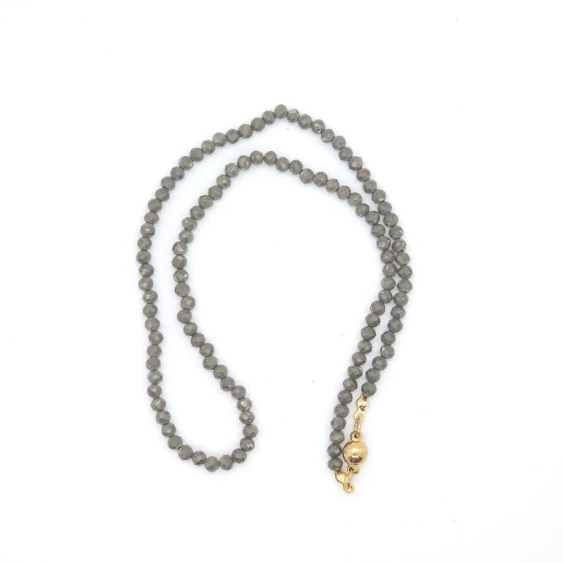 Pyrite Beaded Choker/Necklace 15 Genuine Natural Gemstone image 6