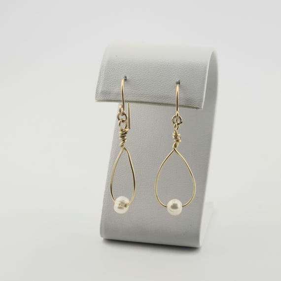 Pearl Teardrop Earrings | Handmade in 12k Solid Gold-Filled Wire and Genuine Natural Pearl