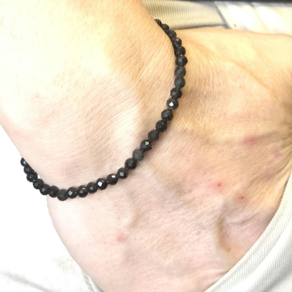 Rainbow Obsidian Genuine Gemstone Handmade Beaded Minimalist Bracelet | 4mm | Faceted