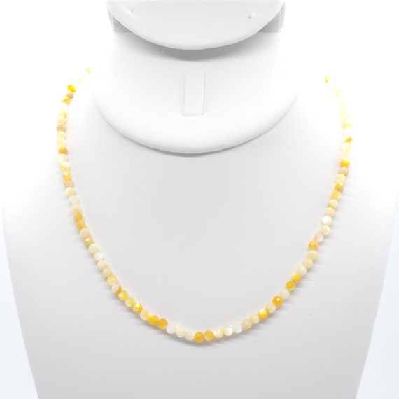 Yellow Pearl Shell Beaded Choker/Necklace | 15" Genuine Natural Gemstone
