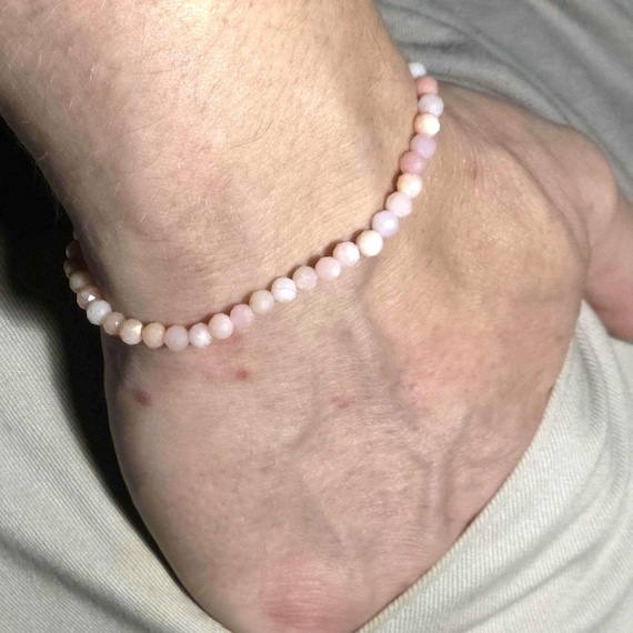 Peruvian Pink Opal Genuine Gemstone Handmade Beaded Minimalist Bracelet | 4mm | Faceted