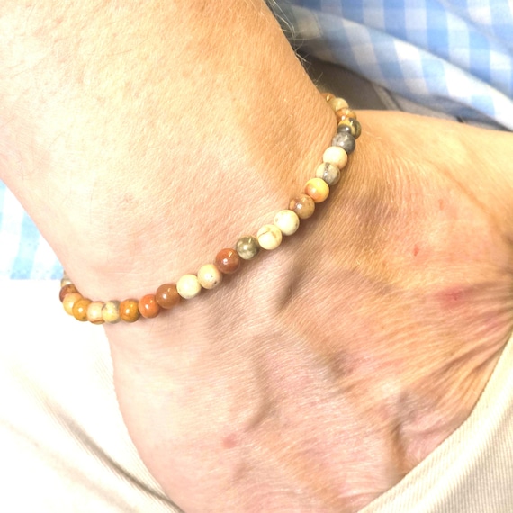 Crazy Lace Agate Genuine Gemstone Handmade Beaded Minimalist Bracelet | 4mm | Round
