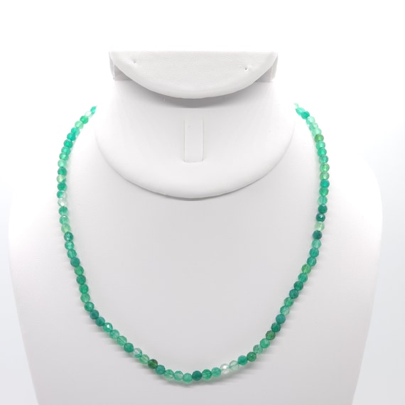 Green Agate Beaded Necklace | 16" Genuine Natural Gemstone