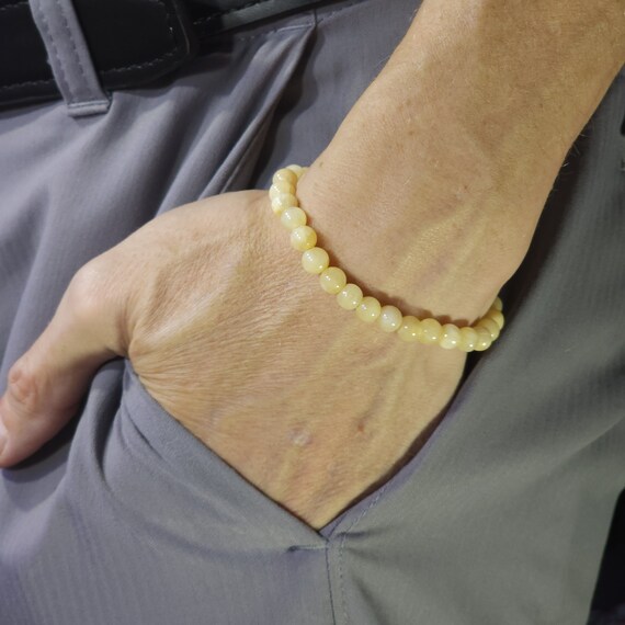Yellow Calcite Beaded Semi-Minimalist Stretch Bracelet | 6mm Genuine Natural Gemstone | Handmade to Order