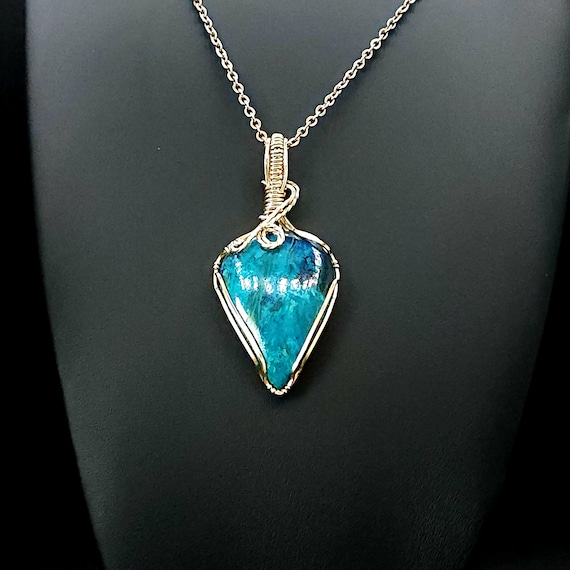Shattuckite Pendant Necklace | Handmade in Gold Filled Wire | Anniversary/Birthday/Graduation Gift | Luxury Present