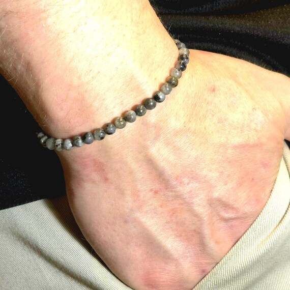Larvikite Genuine Gemstone Handmade Beaded Minimalist Bracelet | 4mm | Round