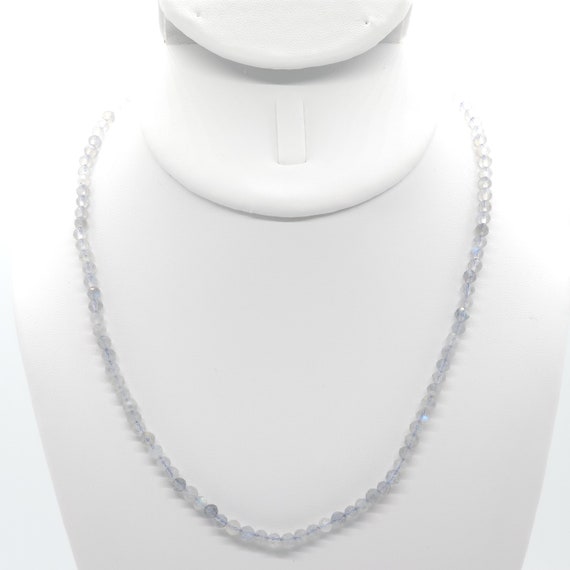 Gray Blue Flash Moonstone Beaded Choker/Necklace | 17" Genuine Natural Gemstone
