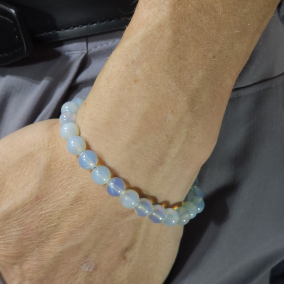 Opalite Stretch Bracelet | 8mm Genuine Natural Glass | Handmade to Order