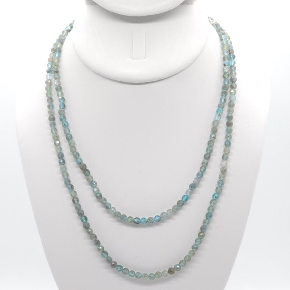 Ice Apatite Beaded Double Strand Choker/Necklace | 16" Genuine Natural Gemstone