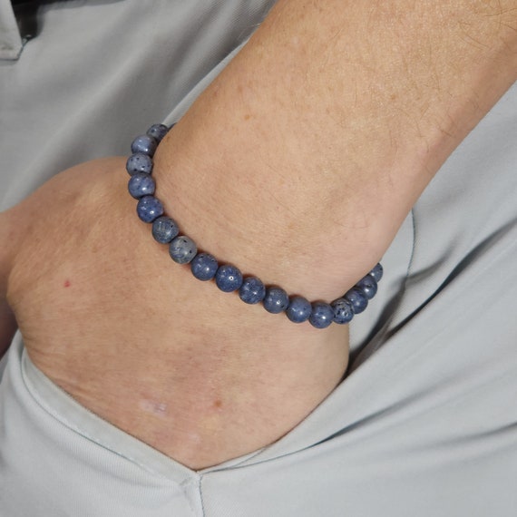 Blue Coral Beaded Semi-Minimalist Stretch Bracelet | 6mm Genuine Natural Gemstone | Handmade to Order