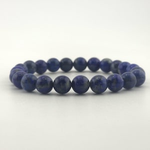 Bransoletka elastyczna z lapis lazuli | 8 mm, prawdziwy naturalny kamień szlachetny 7A | Bez wosku | Wykonana ręcznie na zamówienie