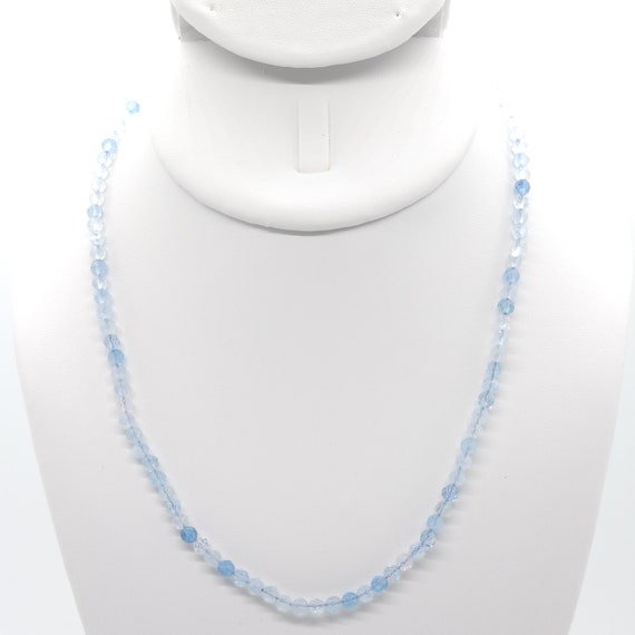 Aquamarine Beaded Necklace | Handmade | 17" Genuine Natural Gemstone