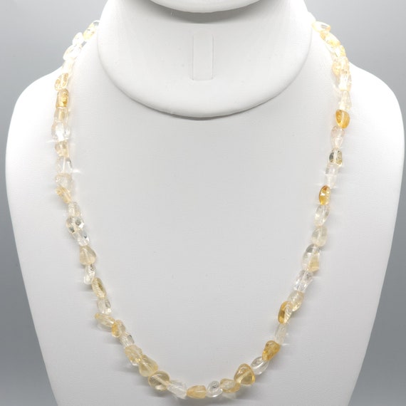 Genuine Citrine Beaded Necklace | 18" Natural Zambian Gemstone