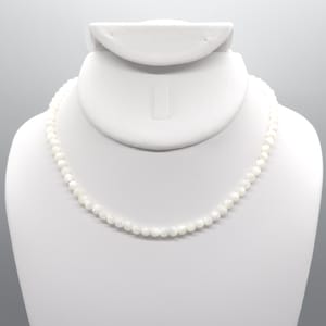 Mother of Pearl Beaded Choker Necklace | 14&quot; Genuine Natural Gemstone | Handmade | Hypoallergenic Version Available