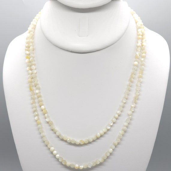 Tan Pearl Shell Beaded Double Strand Choker/Necklace | 16" Genuine Natural Gemstone
