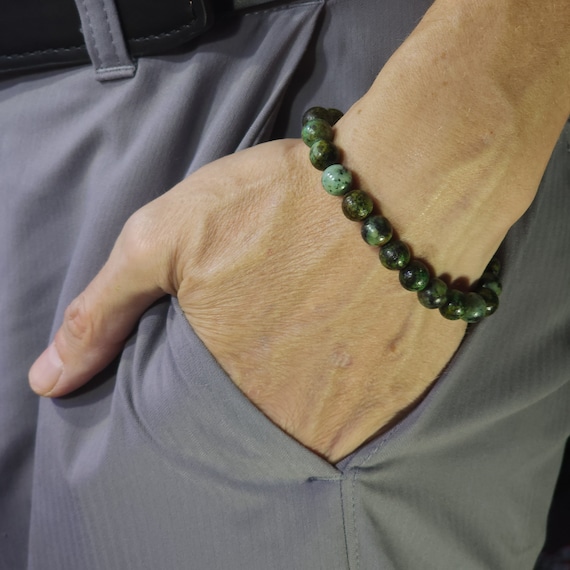 African Turquoise Stretch Bracelet | 8mm Genuine Natural Gemstone | Handmade to Order