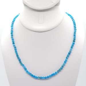 Blue Apatite Beaded Choker/Necklace | 17" Genuine Natural Gemstone