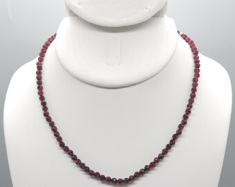 Genuine Garnet Beaded Choker/Necklace | 15" Natural Gemstone