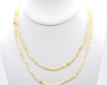 Yellow Opal Beaded Double Strand Choker/Necklace | 15" Genuine Natural Faceted 3mm Gemstone | Handmade | Hypoallergenic Version Available