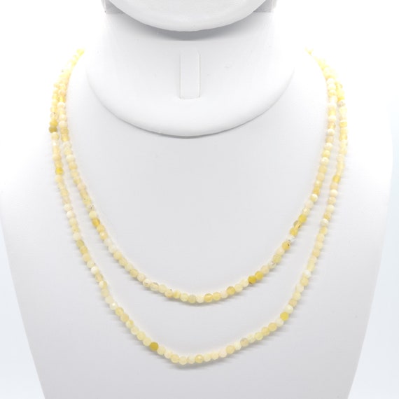 Yellow Opal Beaded Double Strand Choker/Necklace | 15" Genuine Natural Gemstone