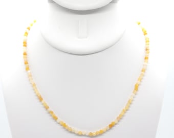 Yellow Jade Beaded Choker/Necklace | 3mm Genuine Natural Faceted Gemstone | Handmade to Order | Hypoallergenic Version Available