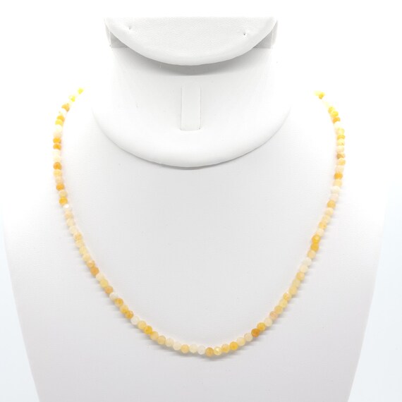 Yellow Jade Beaded Choker/Necklace | 16" Genuine Natural Gemstone